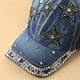 thumbnail image 2 of Gorra de béisbol de mezclilla para mujer con viseras Y2k de moda con diamantes de imitación, protección UV, para exteriores, 2 of 4