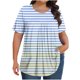 thumbnail image 1 of Tamaño Más Manga Corta Tops para las Mujeres Impreso Manga Corta Sólida Redonda Cuello Plegado Blusa, Poliéster Más Tamaño Superior, Lavado a Mano, 1 of 6