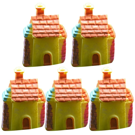 5PCS Mini Small Cottages DIY Craft Toys Figure Moss Terrarium Fairy Garden Ornament Landscape Decor Dollhouse