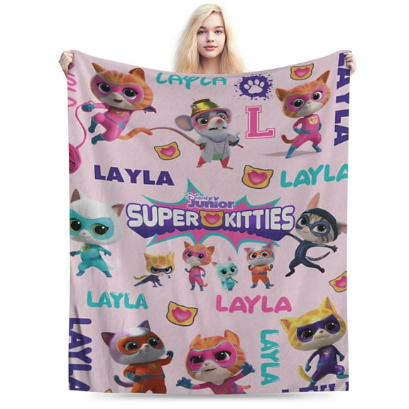 Flannel Blanket Super Kitties Ultra-Soft Micro Fleece Blankets For Sofa Bed Travel Black 60"X50"