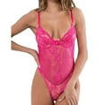 thumbnail image 6 of Elainilye Fashion Womens Bodysuit High Waisted Hollow Out Lace Waist Strap Deep V Low Cut Sexy and Jumpsuit,Pink, 6 of 9