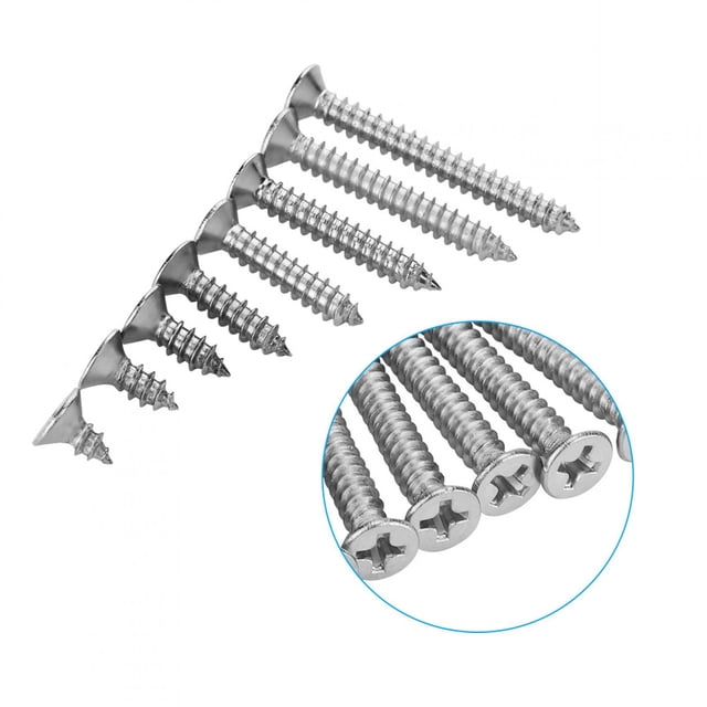 M4 Vis Autotaraudeuses en Acier Inoxydable, Ensemble de 200 Pcs Vis à Tête Plate, Idéal pour Appareils de Bureau à Domicile, Réparation de Meubles en Bois et Inventions, 8 Tailles