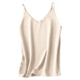 thumbnail image 2 of Fartey V Neck Tank Tops for Women 2025 Trendy Spaghetti Strap Camis Top Summer Solid Color Sleeveless Camisoles Loose Casual Beach Vacation Tanks Beige L, 2 of 3