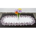 thumbnail image 5 of Mauve Rose Jacquard Peacock Tail European Lace Table Runner (16"x54"), 5 of 5