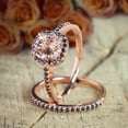 thumbnail image 3 of 1.50 Carat Peach Pink Real Morganite Engagement Bridal Wedding Ring Set Sterling Silver with 18k Gold Plating, 3 of 6