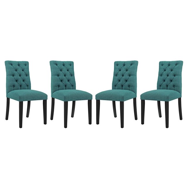 Modway Chaise de Salle à Manger Duchess en Tissu, Ensemble de 4, Sarcelle