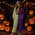 thumbnail image 2 of Halloween Onesie Adult Pumpkin Hooded Pajamas for Women Men, Flannel Long Sleeve Loose Fit Jumpsuit, Warm Casual Loungewear for Fall Winter Home Wear, 2 of 6
