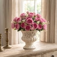 thumbnail image 2 of JHyouerji Faux Peony Rose Artificial Flower Bouquet 13x2 Inch Rose Purple Plastic Floral Stem for Wedding Table Home Vase Decor, 2 of 7