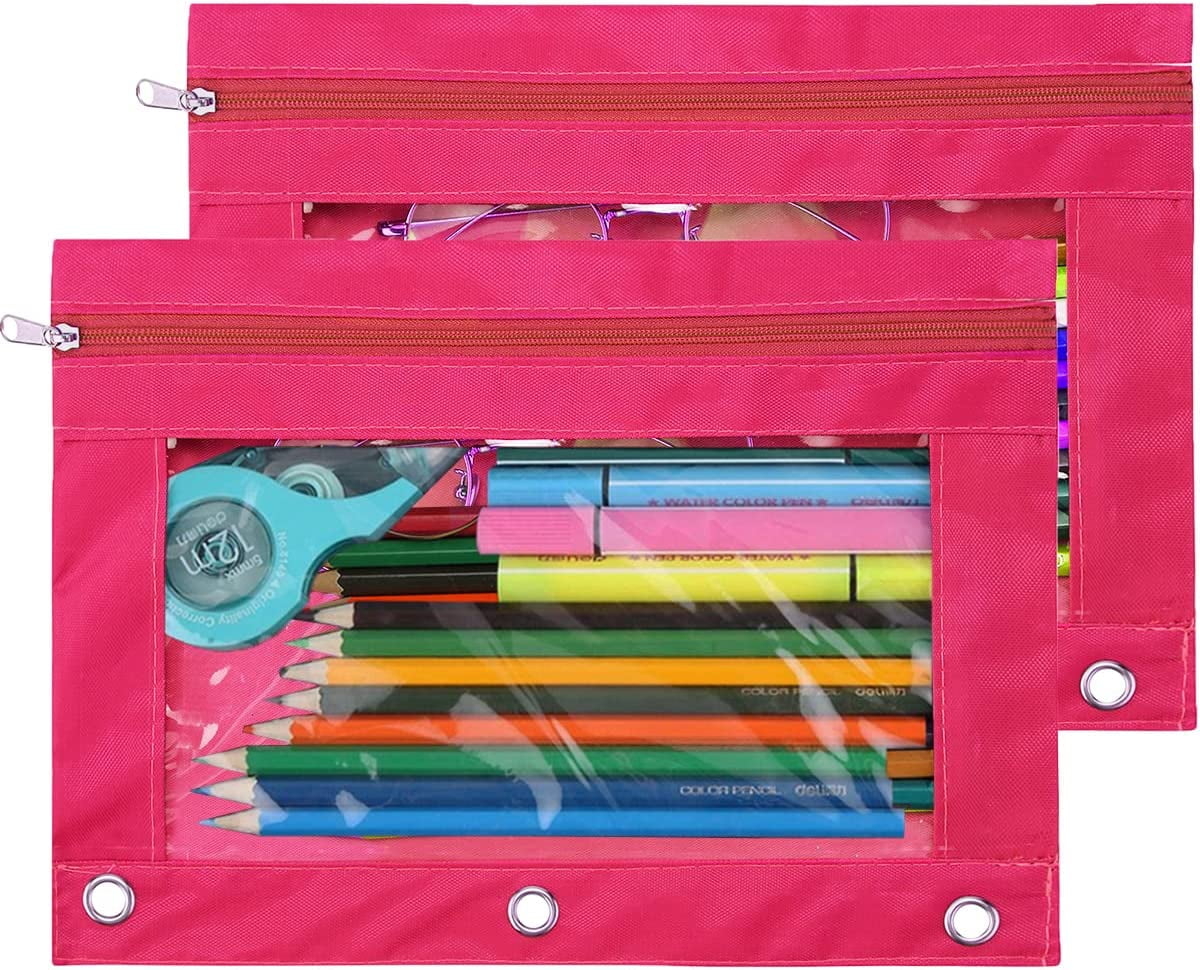 Pencil Pouch 3 Ring, Zipper Pencil Pouches Case Binder Cosmetic Bag