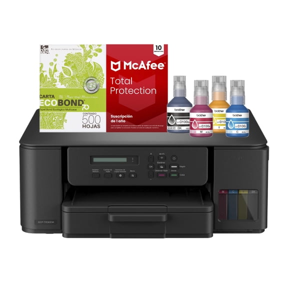 KIT MULTIFUNCIONAL BROTHER DCP-T530DW INKBENEFIT WIFI DUPLEX + KIT DE TINTA + PAPEL + ANTIVIRUS