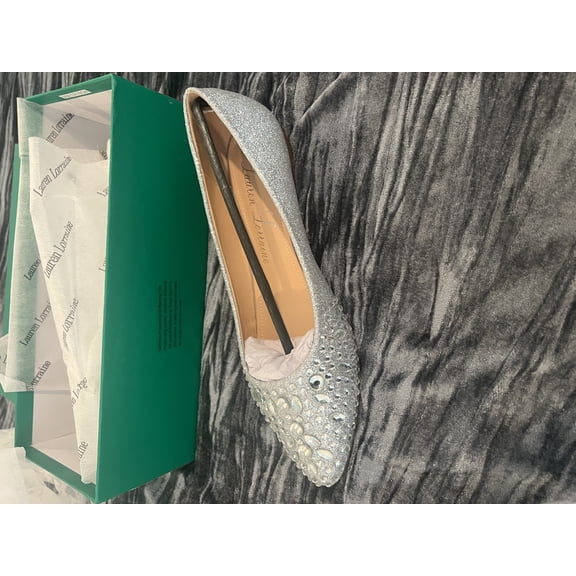 Sliver Rhinestone Slip On Flats
