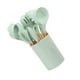 thumbnail image 4 of Juego de 11 utensilios de cocina de silicona resistentes al calor con mango de madera y cubo de almacenamiento para acampar, color verde claro, 4 of 12