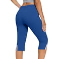 thumbnail image 6 of Kinrui Women's Bermuda Long Shorts with Pockets Slit Hem Knee Length Shorts High Waisted Stretch Work Dress Shorts Blue L, 6 of 8