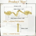 thumbnail image 2 of 4 Pack Leafy Drawer Pull, 5" Vintage Style Dresser Pull Knob Handles Hardware for Wardrobe Cupboard Closets Bookcase Furniture Decoration, Gold, 2 of 6