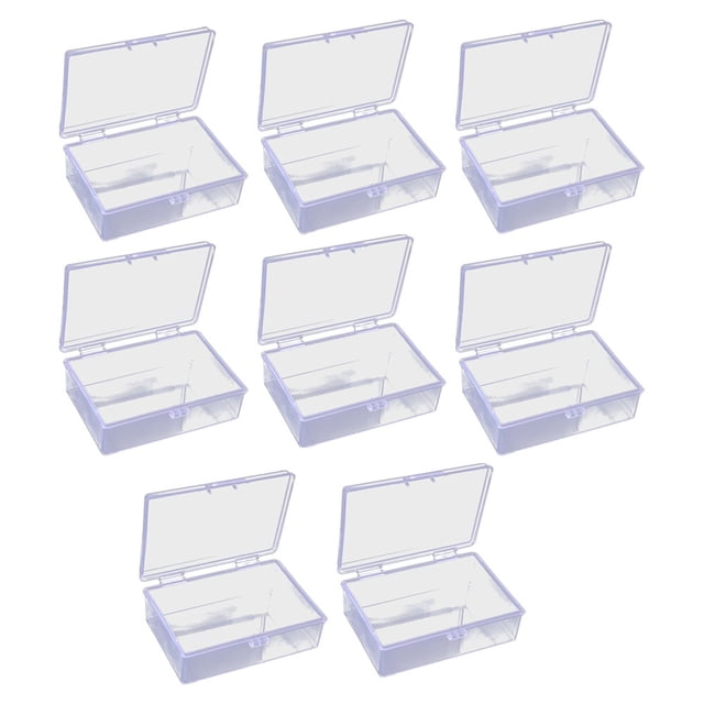 Mini caja de contenedores de almacenamiento rectangular transparente con tapa para accesorios, manualidades, tornillos, batería, 9,7*6,6*3,2 cm, de 8