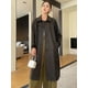 thumbnail image 2 of Abrigo de piel de oveja negra auténtica para mujer, tendencia otoño invierno 2024, chaqueta de piel auténtica larga y ajustada de alta gama con cinturón, 2 of 4