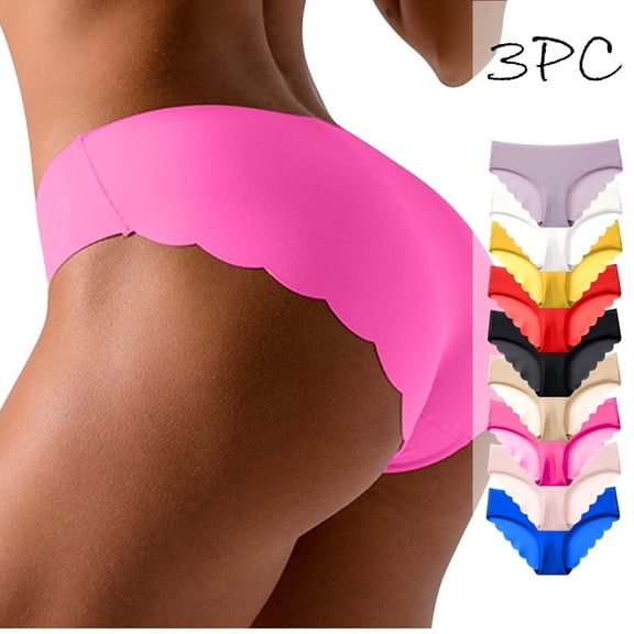 Bovxnpu Women's Plus Size Panties, Women's Breathable Seamless Brief Panties Underwear, 3PC Women Comfortable Underwear Ice Silk Panties Comfy Yoga Panties Exercise Briefs Underwear