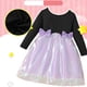 thumbnail image 3 of Vestido de cuello redondo y manga larga para niñas Vestido de cuello redondo y manga larga para niñas Falda de malla elegante Vestido de princesa elegante para niñas pequeñas Vestido de poliéster para, 3 of 8