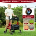 thumbnail image 5 of COSYWILL Aluminum Rollator Walker with Seat,Height Adjustable Mobility Walker with 8" Wheels,350 lb Weight Capacity,Red, 5 of 9