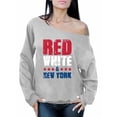 thumbnail image 1 of Awkward Styles Red White & New York Off Shoulder Sweatshirt Women's USA Oversized Sweater Gifts from New York American Women USA Flag Sweatshirt New York Sweaters for Women Cute 4th of July Sweater, 1 of 4