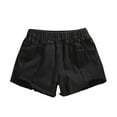 thumbnail image 2 of NAISIBABY Girls Denim Shorts, Ripped High Elastic Waist Solid Color Kids Summer Jean Shorts Black 6-7T, 2 of 3