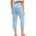 thumbnail image 7 of Capri Pants for Women High Waisted Workout Yoga Capris Leggings Straight Leg Athletic Cropped Pants with Pockets Light Blue S, 7 of 7