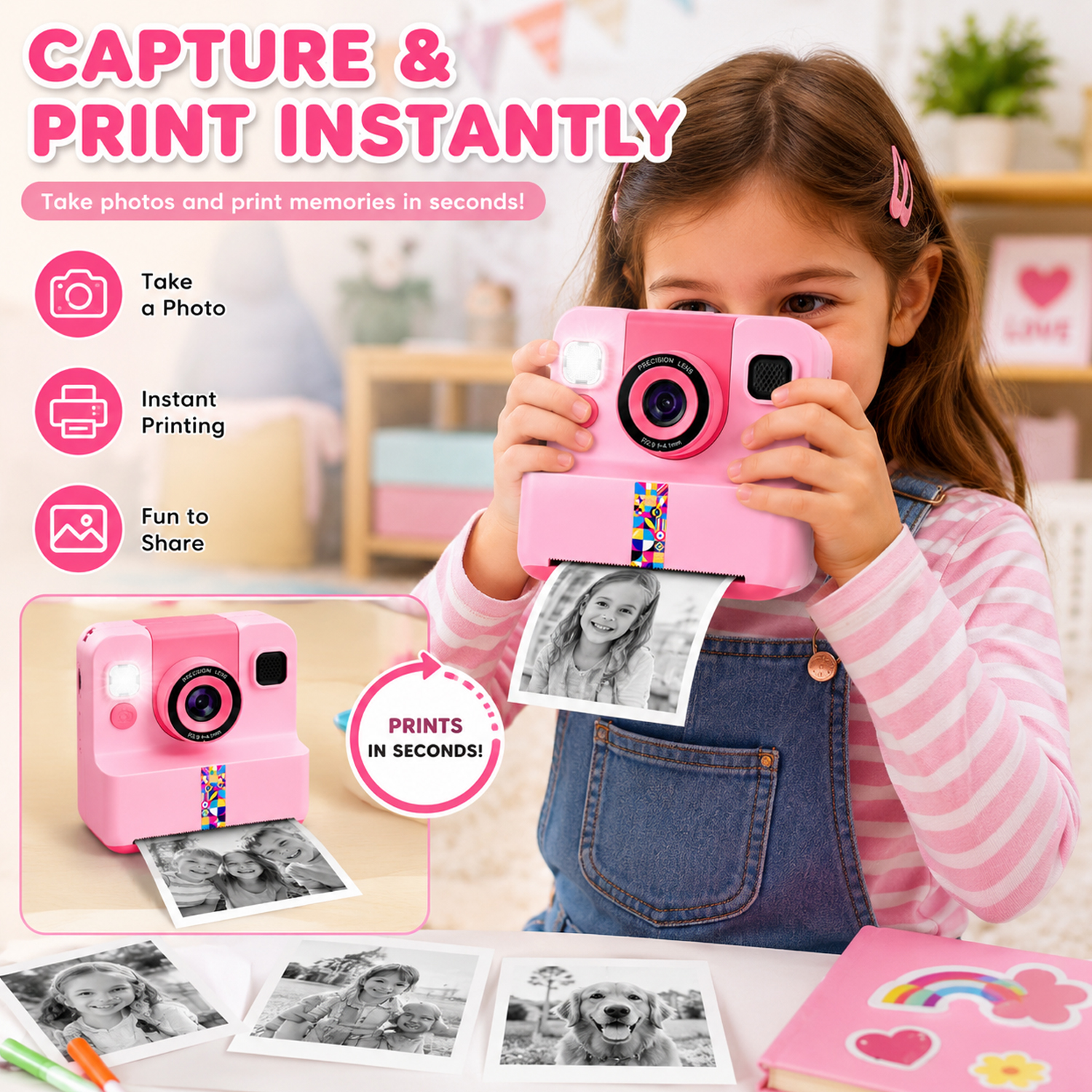 JoyStone Kids Instant Print Camera, Pink photo 7