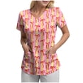 thumbnail image 1 of NIEWTR Women's V Neck Patterned Scrub Tops Breathable Medical Work Tunics with Pockets Stretch Fabric(Yellow,L), 1 of 5