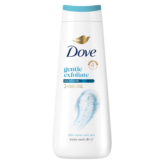 Dove Body Wash For 24hr Lotion-Soft Skin Gentle Exfoliate with Sea Minerals Moisturizing Skin Cleanser with No Sulfates No Parabens, 20 fl oz