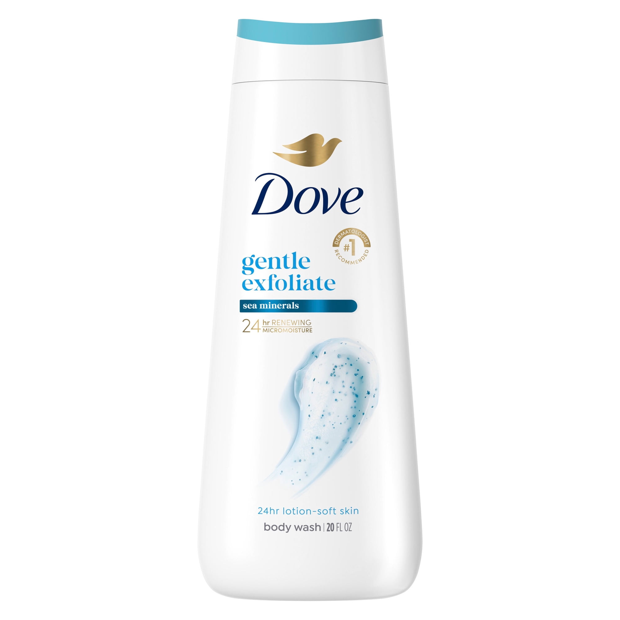 Dove Body Wash For 24hr Lotion-Soft Skin Gentle Exfoliate with Sea Minerals Moisturizing Skin Cleanser with No Sulfates No Parabens, 20 fl oz