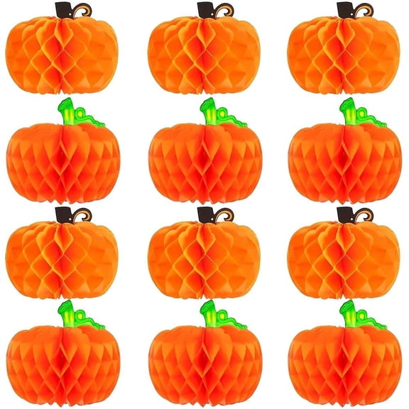 12 Pcs 10 Inch Pumpkin Honeycomb Centerpieces Table Decor Autumn Halloween Thanksgiving Party Supplies