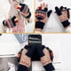 thumbnail image 2 of Guantes sin dedos de punto para invierno, manoplas convertibles de lana gruesa y cálida con aislamiento térmico, cubierta con solapa para mujer, 2 of 5