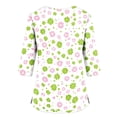 thumbnail image 6 of Fun Scrubs for Women Plus Size Wrinkle-Resist Nursing Uniform Fashion 3/4 Sleeve V Neck Floral Print Side Slits Scrub Shirt Breathable Tees Blouse with Pockets Mint Green XL, 6 of 6