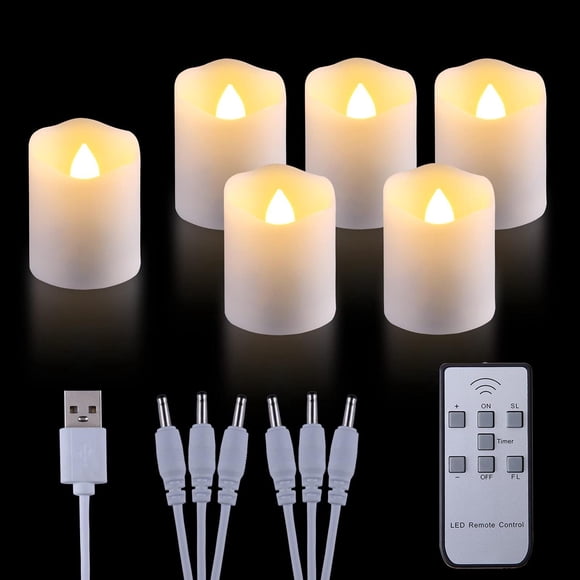 Luces LED Votivas MIXALY Blanco Cálido con Temporizador y Recargables para Halloween y Decoración Di