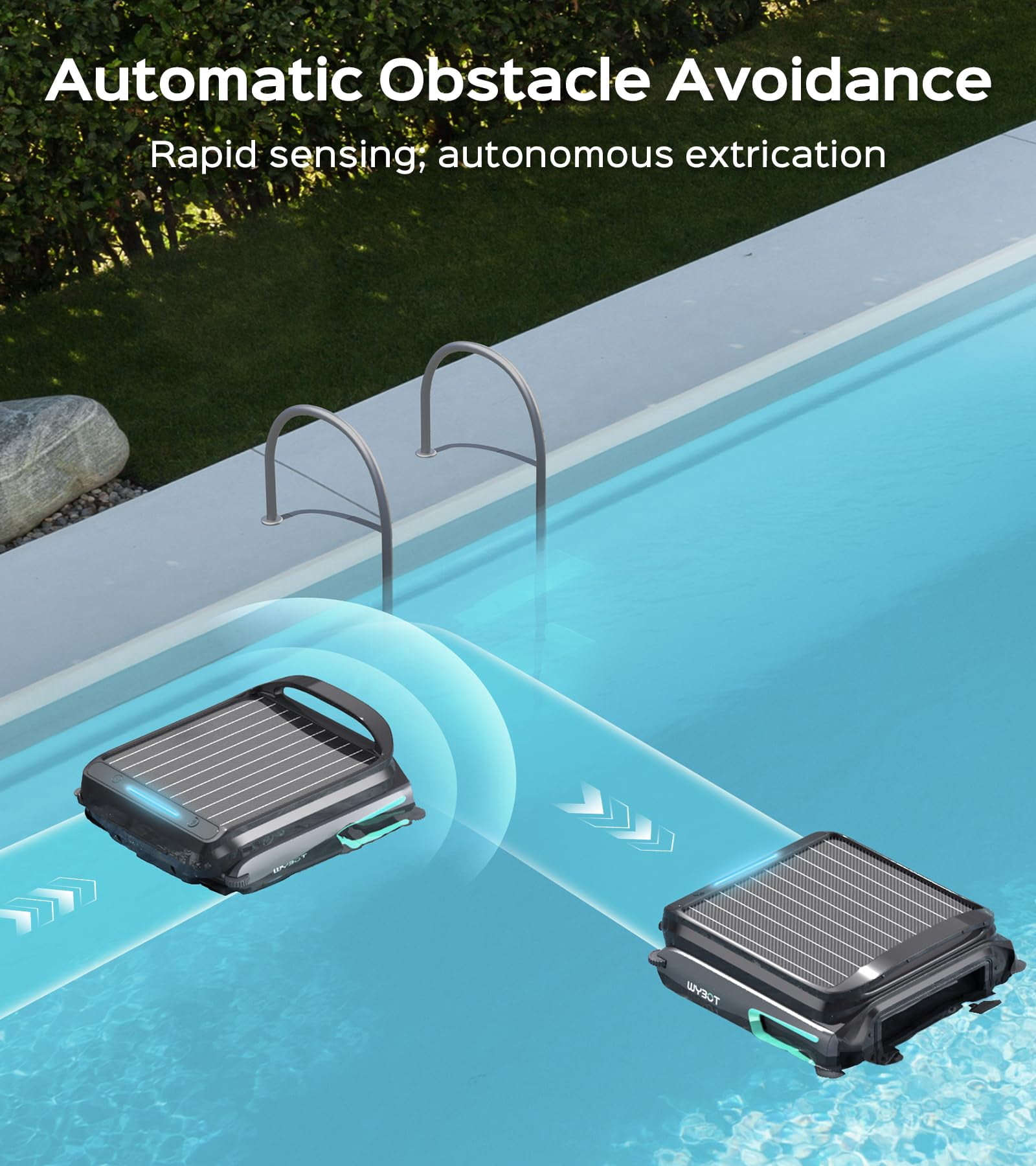 WYBOT F1 Pool Skimmer Robot Cleaner, App Remote Control, Automatic Solar Pool Cleaner, Water Clarification, Obstacle Avoidance, Anti-Stranding, Ideal for All Swimming Pool Types
