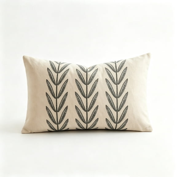 Farmhouse Leaves Lumbar Throw Pillow Covers 12x20 Inch Pastoral Decorative Print Natural Linen Cushion Cases for Sofa Bed Living Room Outdoor Couch Car Decor 1PC