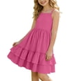 thumbnail image 5 of Busydd Girls Summer Dress 4-15 Years Fashion Pleated Square Neck A-Line Sundress Casual Solid Color Sleeveless Teen Girls' Dresses 6-7 Years, 5 of 8