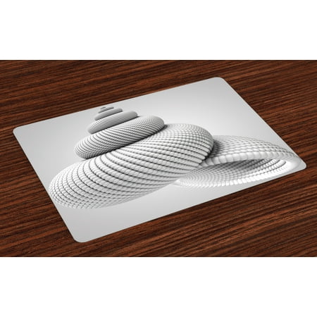 Capiz Shell Placemats Spires Placemats Set of 4 Shell Shaped Form with Chamber Arranged in Geometric Abstract Spirals Macro Model Image, Washable Fabric Place Mats for Dining Room Kitchen Table Decor,White, by Ambesonne ()