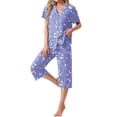 thumbnail image 2 of MINTREUS Pajama Sets for Women Notch Knit Top and Capri Pants Pjs Soft Lounge Sets, 2 Piece, Sizes M-3X, 2 of 7