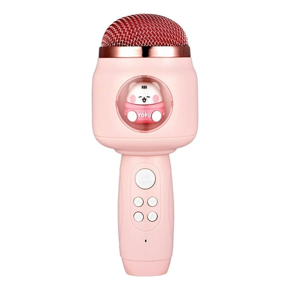 Yinanstore Microphone for Kids, Bluetooth Microphone with LED Lights, Portable Handheld Mic Machine, Gifts Toys for Girls Boys Pink