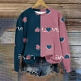thumbnail image 4 of Craaazy Women's Valentines Shirts Long Sleeve Casual Loose T-Shirt Round Neck Blouse Gifts, 4 of 5