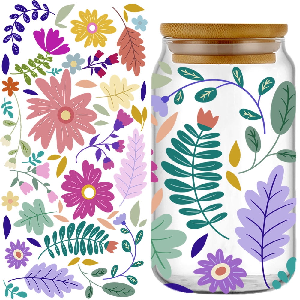 UV DTF Glass Cup Wrap Transfer Decal-3PCS Sublimation Design Mom Life  Flower Craft Wrap Transfers Mama Flower Waterproof Decal for 16oz Glass  Cups