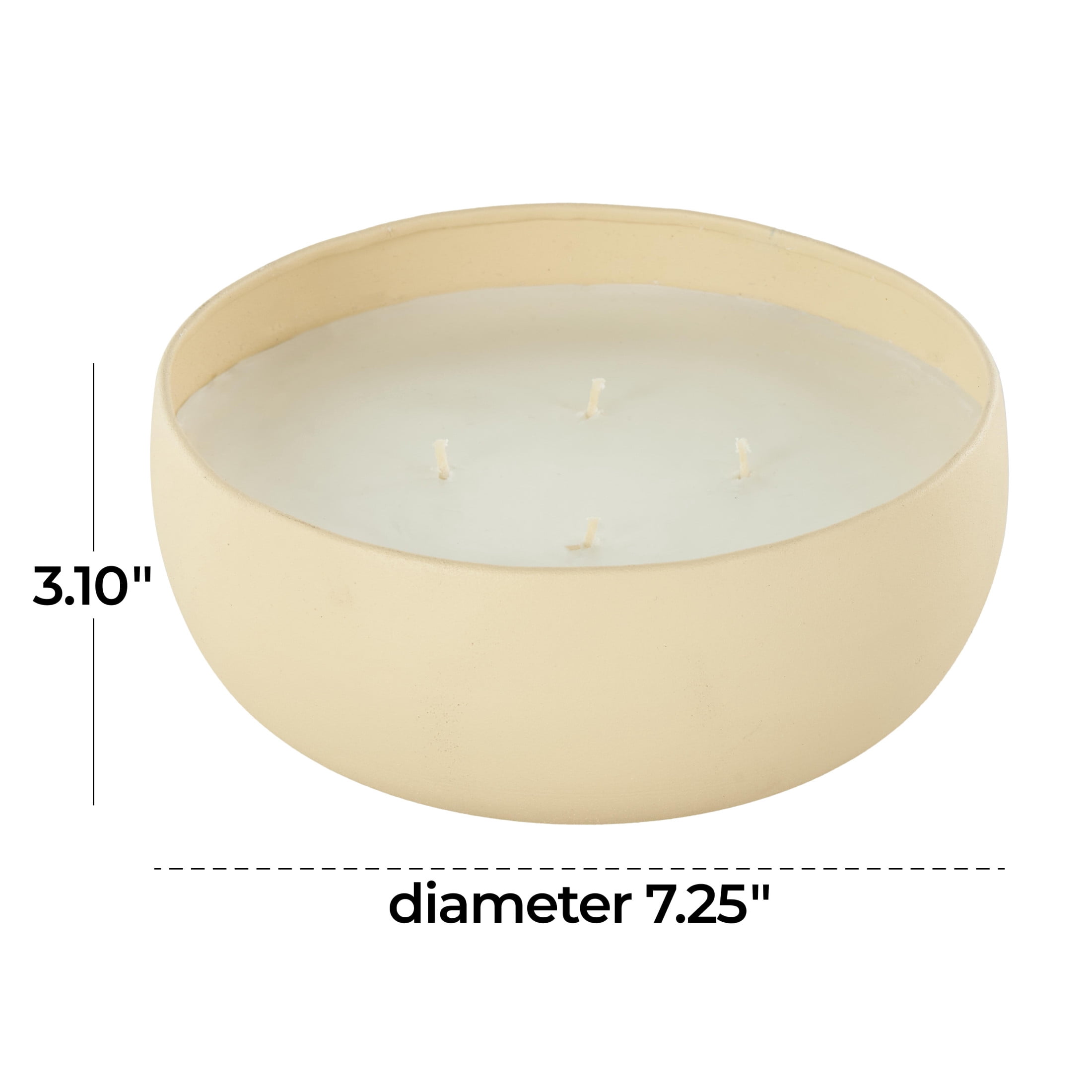 DecMode Beige Metal Rose Blossom & Sandalwood Scented Textured 34oz 4 Wick Candle with White Wax