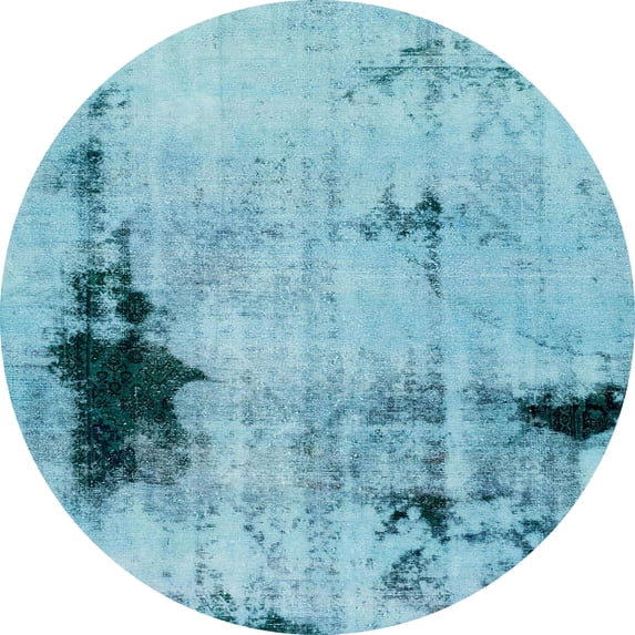 Ahgly Company Indoor Round Abstract Blue Ivy Blue Persian Area Rugs, 5' Round
