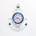 thumbnail image 1 of Reloj de pared con diseño de barco azul y blanco, estilo marino, personalizado, para estudio, dormitorio, peces, 34 x 23 cm., 1 of 5