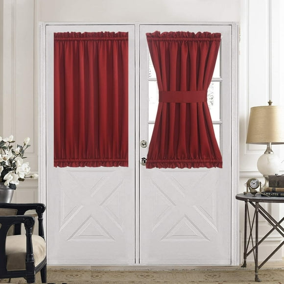 EcoNesxp 1 Piece with Tie Inch Blackout Front Door Side Panel Curtain Window Curtain for Classroom Kitchen Bedroom Party Decoration Door Curtain L40 Piece with Tie Red