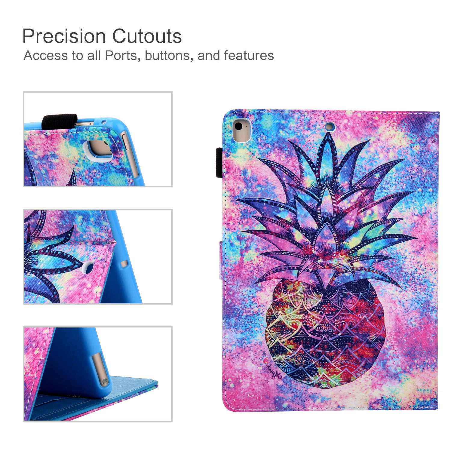 iPad 10.2 Case for iPad 8th 7th Gen 2020 2019, Allytech PU Leather Slim Fit Protection Smart Cover Auto Sleep Wake Pencil Holder Muilt Angle Stand Folio Flip Cover for Apple iPad 10.2",Pineapple