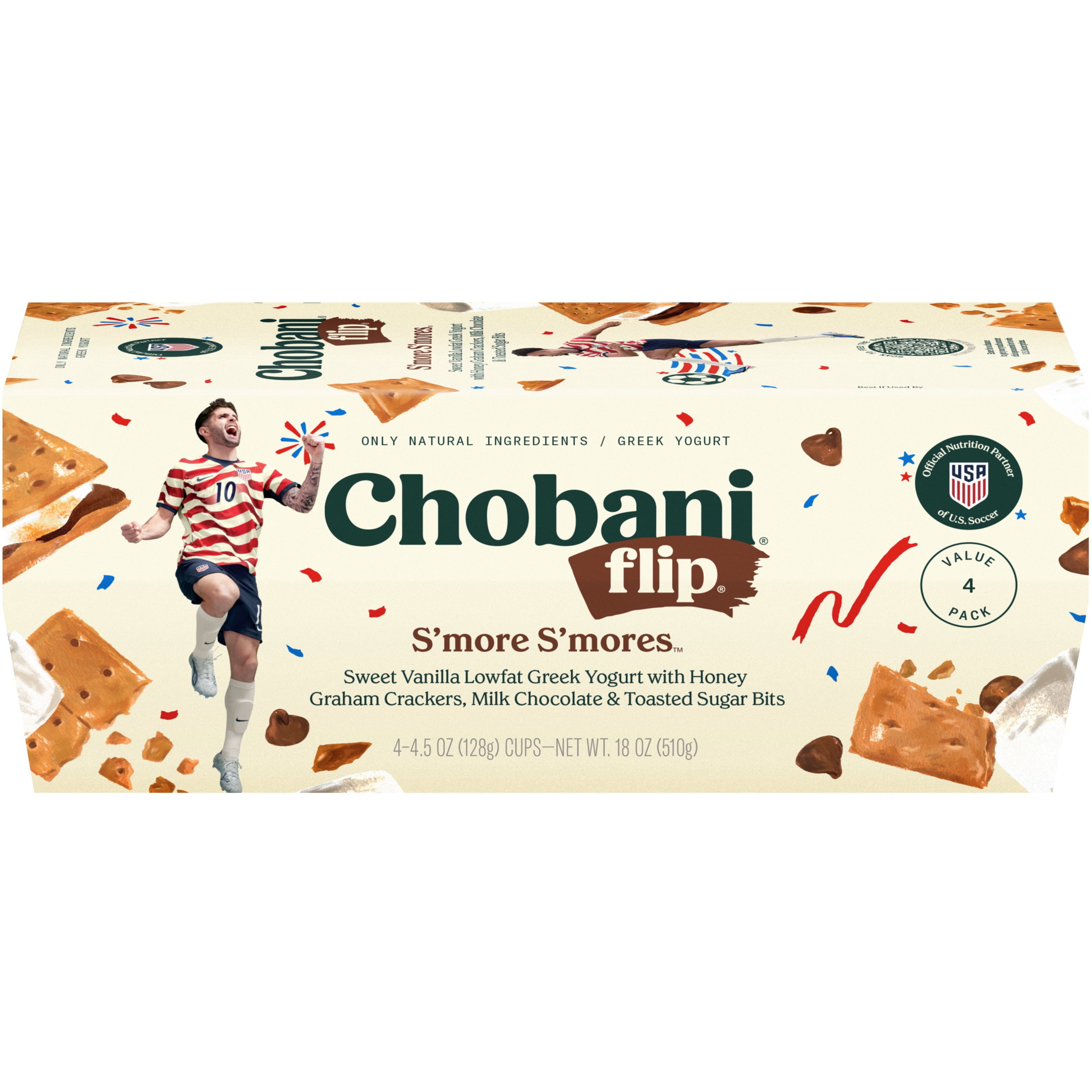 Chobani Flip Low-Fat Greek Yogurt S'more S'mores 4.5 oz 4 Pack