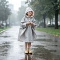 thumbnail image 2 of Tween Kids Waterproof Rain Poncho Lightweight Reusable Raincoat with Drawstring Hood Portable Emergency Rainwear for Boys Girls Outdoor Hiking Camping Travel, Size 10-13, 2 of 4