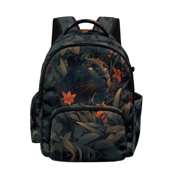 Xixirimido 17" Kids Backpack for Boys Girls Large School Bags for Middle School Students Multi-pocket Book Bag for Elementary, Leopard Jungle Print